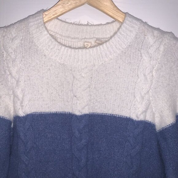 Moth Anthropologie Crew Neck White Color Block Knit Acrylic Blend Sweater XS - Picture 3 of 8